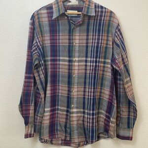 EUC Tournament by Arrow Multicolor Plaid Casual Button Up Shirt Size L